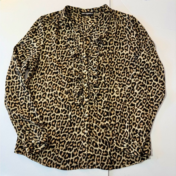 Karl Lagerfeld Leopard Print Blouse | Size M - Picture 2 of 7